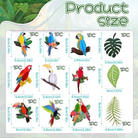 THXFUNAREA Jungle Decoration Hawaiian Party Garden Party Decoration Summer Decoration Felt Children's Room Decoration Children's Birthday Summer Party Garland Palm Leaves Colourful Parrot Decoration
