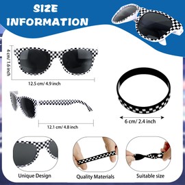 32 Pcs Race Car Sunglasses Wristbands Racing Theme Party Favors Set Include 16 Black and White Checkered Sunglasses 16 Rubber Bracelets for Summer Pool Race Car Birthday Gifts Supplies