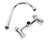 Wall Mount Kitchen Stainless Steel Smooth Surface 2 Handles Faucet