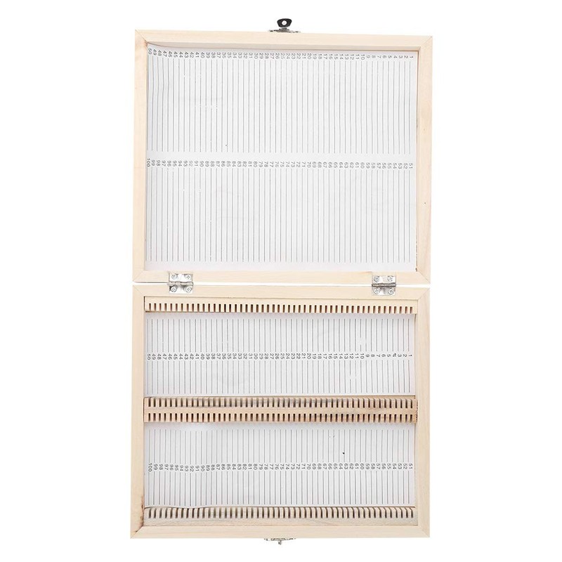 100 Pcs Professional Prepared Wooden Microscope Storage Box for Kids