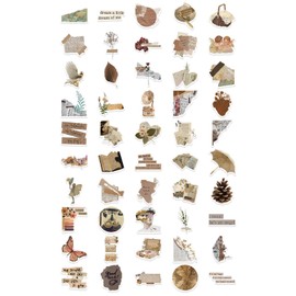 Retro Vintage Stickers Pack - 52 Aesthetic Vinyl Stickers for Laptop, Scrapbook, Guitar, and More(Color:Vintage)