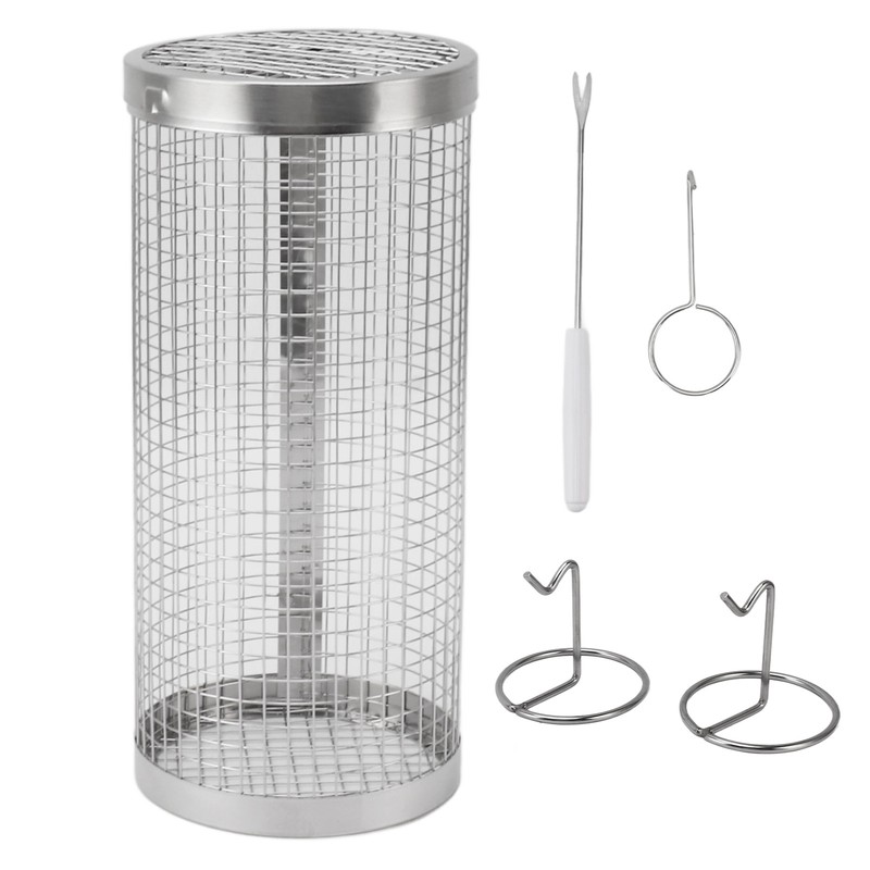 BBQ Net Tube Rolling Grilling Basket Stainless Steel Wire Mesh