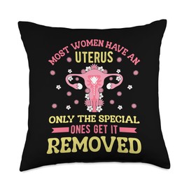Uterus Surgery Hysterectomy Warrior Uterus Removal Throw Pillow