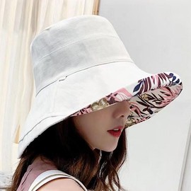 Womens Sun Hats Wide Brim Reversible Bucket Cotton Hat Packable,UV Protection 50+