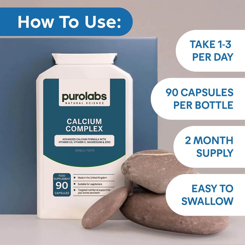 Purolabs Calcium Complex - High Strength Bone Support with Vitamin