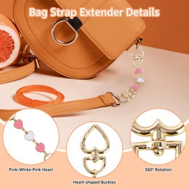 Oubaka 2Pcs Purse Strap Extender for Handbags, Heart Shaped Wallet K Gold Chain Extenders Metal Chain Strap Extender Chain Strap Replacement Extension for Purse Handbags Shoulder Bag(Heart)