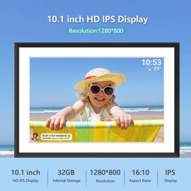Digital Picture Frame WLAN 10.1 Inch 1280 x 800 IPS LCD Touch Screen, Built-in 32 GB Memory Auto Rotat, Share Moments Instantly via Frameo App from Anywhere, Black