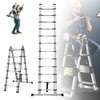Qimu 12.5FT A-Frame Telescopic Ladder with Balance Bar, Aluminum Lightweight