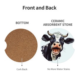 Neukim 2pcs Car Cup Holder Coaster Car Coaster Farm Cow Open Mouth Absorbent Car Coaster Absorbent Drink Coaster for Car Decor Auto Accessories