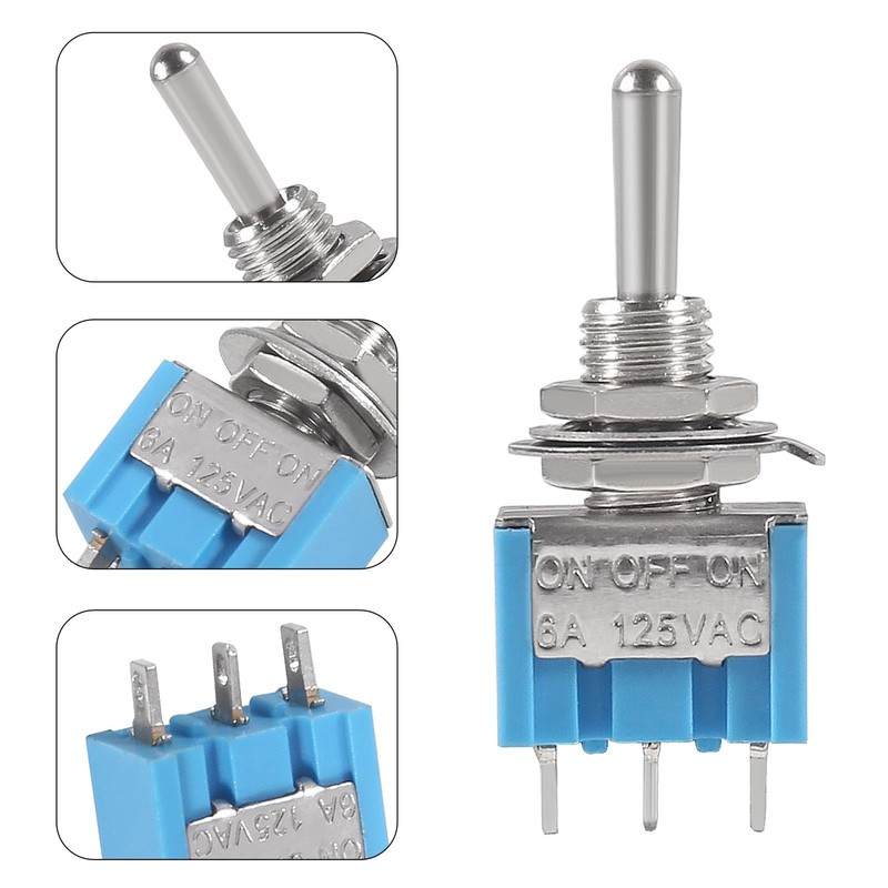12Pcs 3 Pin Toggle Switch ON/Off/ON Mini Toggle Switch 3