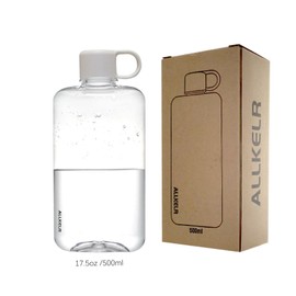 ALLKELR Portable Flat Water Bottle, BPA Free Tritan Plastic Travel Water Bottle for Camping, Fitness, Outdoor Sports, Fits Purse and Pocket (White, 16.9 oz)