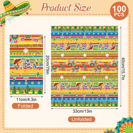 100PCS Mexican Fiesta Paper Napkins Disposable Hand Towels for Bathroom 3 Ply Cinco De Mayo Guest Napkins Decorative Colorful Striped Dinner Napkins for Wedding Birthday Mexico Taco Party Supplies