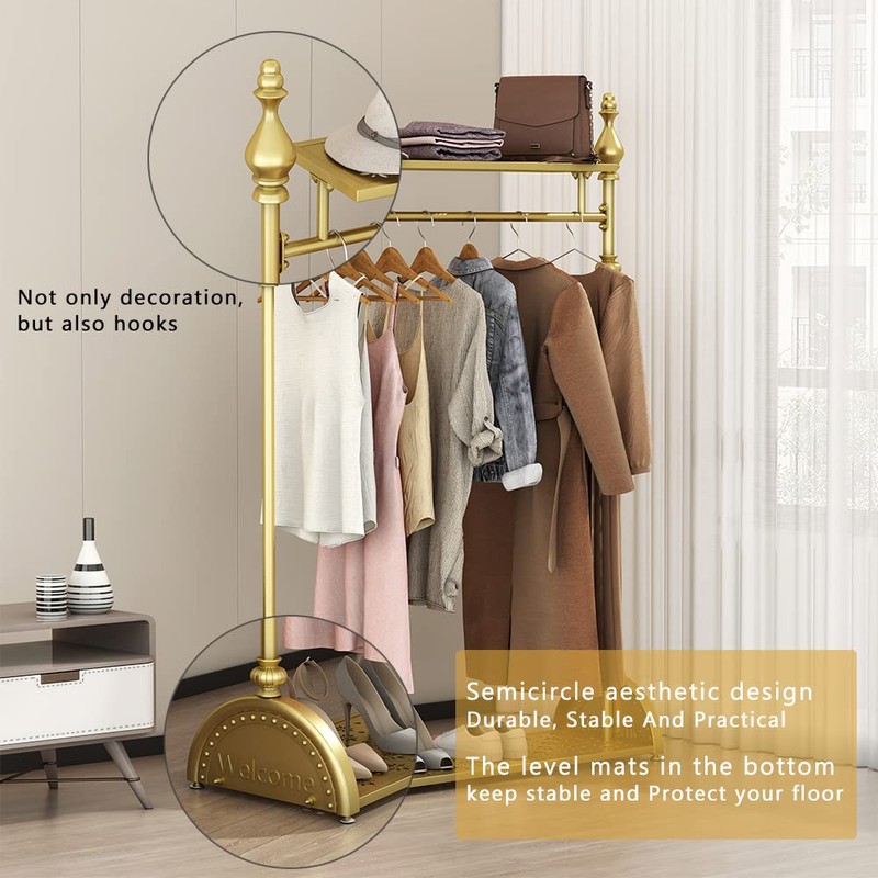 Clothing Rack Gold, Industrial Clothes Rack for hanging Clothes with