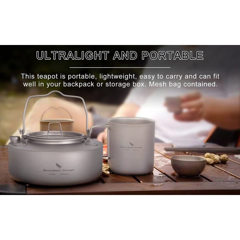 Boundless Voyage Titanium Kettle 700ml/1.0L with Folding Handle & Filter