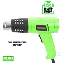 OEMTOOLS 24665 Dual Temperature Heat Gun, 1200W Corded Hot Air Blower, 120V Shop Heat Gun For Vinyl Wrap, Paint, Removing Adhesives, Nuts and Bolts, Crafting, 482F/842F Heating Tool