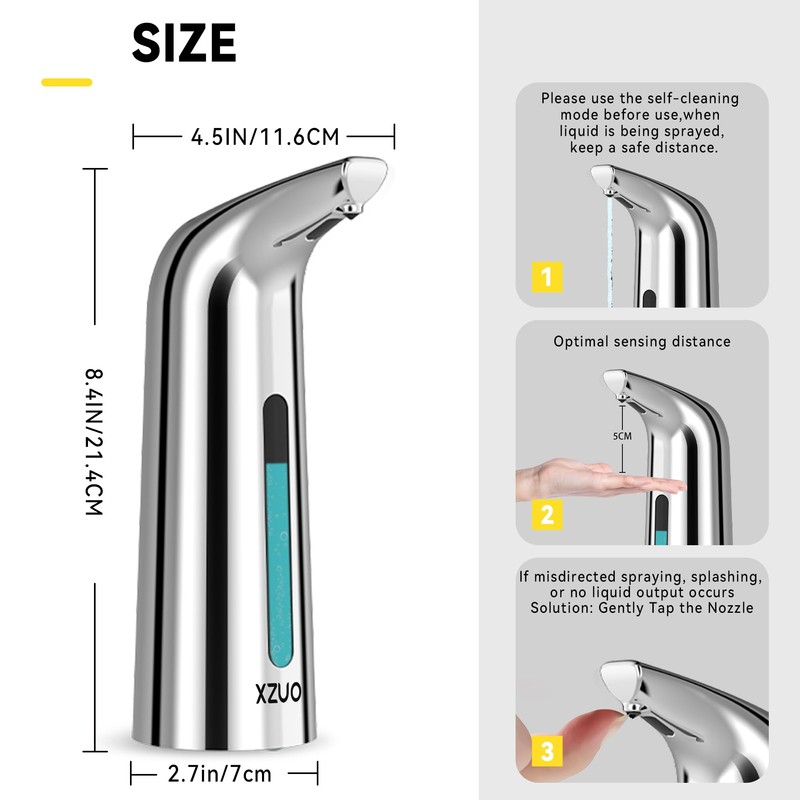 Automatic Soap Dispenser with Infrared Sensor - Adjustable 4-Level Touchless