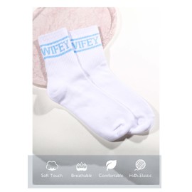 Bride Socks, White Bride Gifts, Bride To Be Something Blue Gift for Bride, Soft Cotton Bride Socks For Women Engagement Gift Bachelorette Party Favors (US, Numeric, 10, Regular, Regular, Blue Wifey)