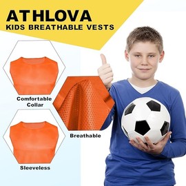 ATHLOVA Scrimmage Vests Child/Kids Practice Jerseys (Kids, 6 Red + 6 Blue)