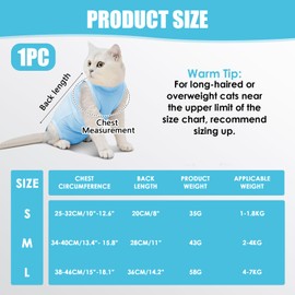 Plimbin Cat Recovery Suit Post Surgery Bodysuit for Cats, Anti-Lick Pet Vest for Kitten Spaying, Professional Recovery Suit for Abdominal Wounds or Skin Diseases (Blue, L)
