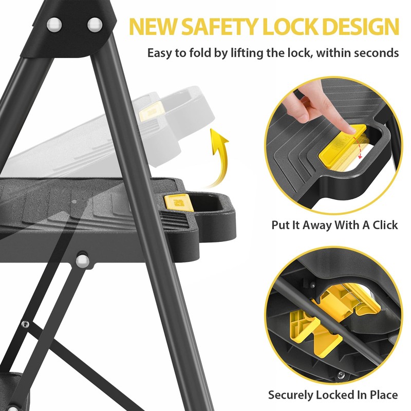 KINGRACK 2 Step Ladder, Sturdy Steel Step Stool with Anti-Slip