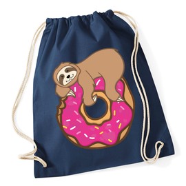 Hippowarehouse Sloth donut Drawstring Cotton School Gym Bag 37cm x 46cm, 12 litres