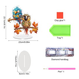 DIY Diamond Painting Table Decoration, Diamond Painting Standing Art Set, Diamond Painting Stand Decoration Autumn Diamond Painting Ornament for Children Adults, Table Decoration Crafts for Autumn (D)