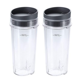 16oz Blender Cup with Seal Cup Lids Compatible with Nutri Ninja, Replaces BL740 BL770 BL771 BL773CO BL810 BL820 BL830 BL660 — Blender 16 OZ Single Serve Cup with Lid (2 Pcs)