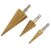 3Pcs Step Cone Drill Bit 6.35mm Hex Shank High Speed