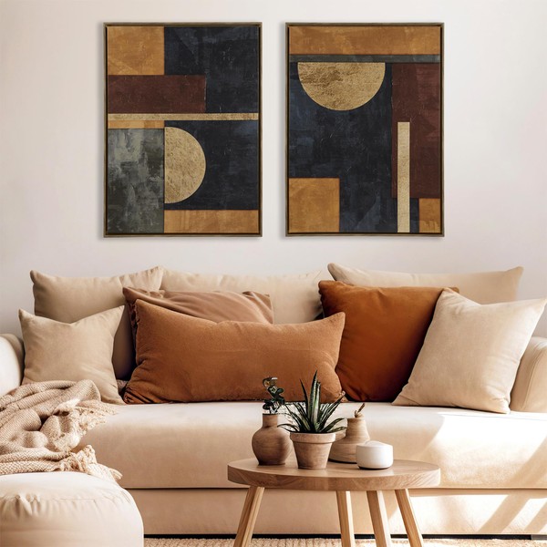 INK+IVY Geometric Abstract Wall Décor For Bedroom, Printed Canvas Hand