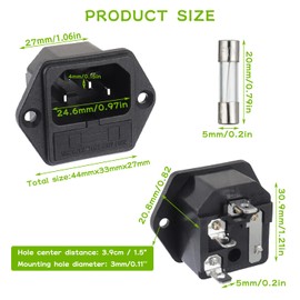 EPLZON AC 250 V 10 A módulo de entrada de montaje 2 en 1 enchufe enchufe conector de entrada de alimentación cuchillas macho con fusible de 10 A (paquete de 6 unidades)