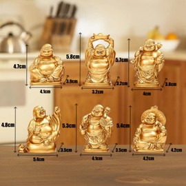 Buddha Statue Fabric Bag Seven Lucky God Gold Fabric Bag Figurine Maitrea Bodhisatta Buddha Statue Object Prosperity Business Money Luck Luck Feng Shui Goods Interior Good Luck Pray Amulet Protection Thank You New Year Gift Set of 6