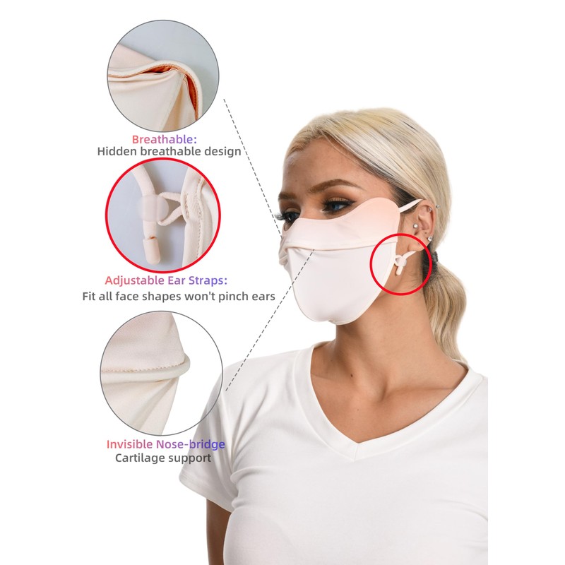 SPGOLF UPF 50+ UV Sun Protection Face Cover/Neck, Balaclava, Reusable