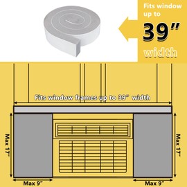 Powrocket Window Air Conditioner Foam Insulated Panel, 17-Inch High x 9-Inch Wide All Season Protection Window AC Side Panels Kit with Air Conditioner Top Seal Strip