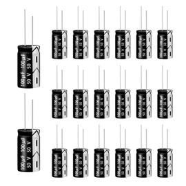 50V 100µF 50/60HZ Electrolytic Capacitors 8 x 12 mm, Capacitors 100uF 50V, Suitable for a Wide Range of Electronic Applications, Household Appliances and Switching Power Supplies (20 Pieces)