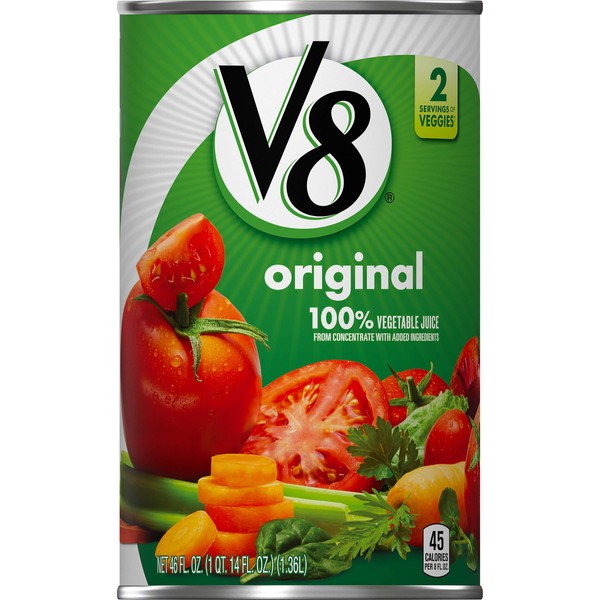 V8 Original 100% Vegetable Juice, 46 oz. Bottle (Pack of 12)