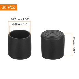 QUARKZMAN 36 Pieces Chair Leg Caps, 25mm (1") PVC Chair Leg Tips, Non-Slip Floor Protectors for Chair Legs, Round Table Covers, Furniture Protector Caps, Black