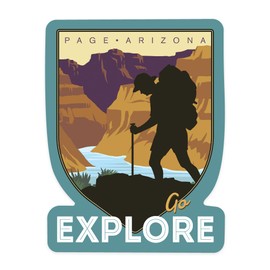 Die Cut Sticker Page, Arizona, Go Explore, Backpacker, Vector Style, Contour Vinyl Sticker 1 to 3 inches (Waterproof Decal for Cars, Water Bottles, Laptops, Coolers), Small