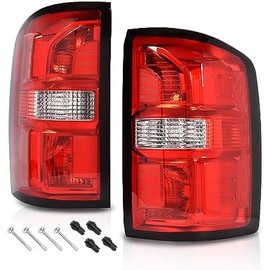 G-PLUS Tail Lights Compatible with GMC Sierra 1500 2014-2018, Fit GMC Sierra 2500 HD 3500 HD 2015-2019 Tail Lamps Red Lens Left & Right Luces Traseras, Faros Traseros