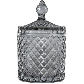 rejomiik Qtip Holder Glass Apothecary Jars with Lid for Bathroom Canisters Dispenser Decor, Storage Organizer for Cotton Swab, Cotton Ball, Grey