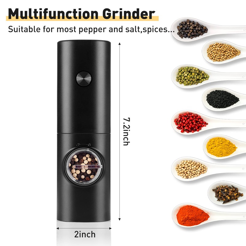 Electric Pepper Grinder or Salt Mill, Battery Powered Automatic Pepper