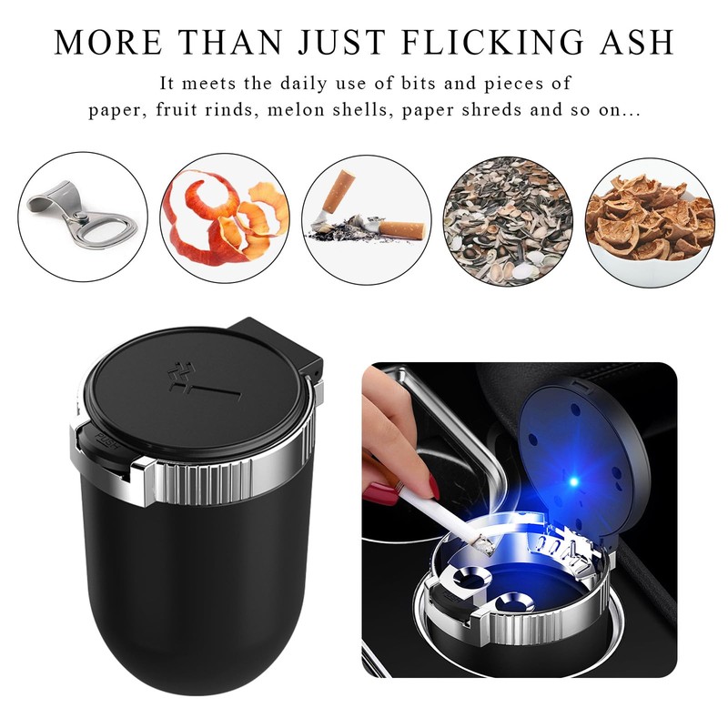 Ohleats Car Ashtray with Lid, Detachable Stainless Steel Ash Tray