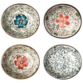 Ceramic Dipping Sauce Dishes Japanese Style Soy Sauce Dishes Set of 4 Dipping Bowls for Soy Sauce, Ketchup, BBQ Sauce or Seasoning