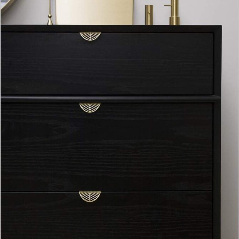 RZDEAL Solid Brass Edge Pulls for Cabinets Brushed Gold Leaf