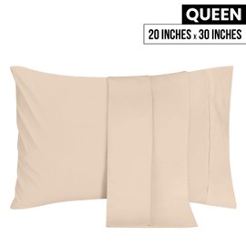 Utopia Bedding Queen Pillow Cases - 2 Pack - Envelope Closure - Soft Brushed Microfiber Fabric - Shrinkage and Fade Resistant Pillow Covers 20 X 30 Inches (Queen, Beige)