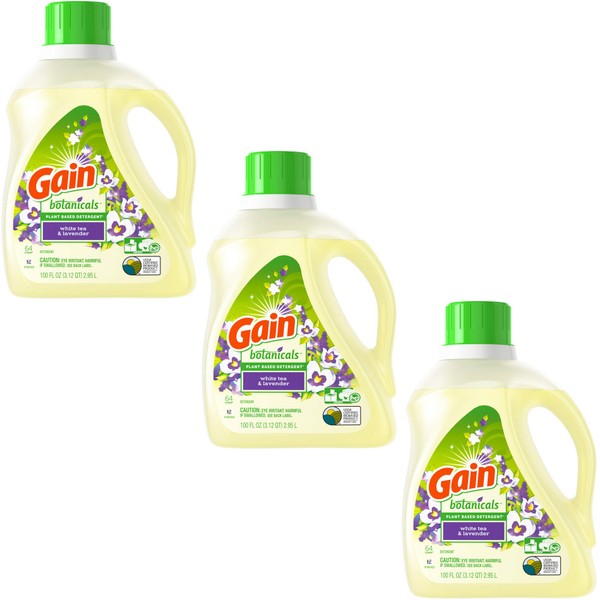 Gain Botanicals Plant Based Laundry Detergent, White Tea & Lavender (3, 100 fl oz)