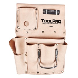 ToolPro 8 Pocket Top Grain Leather Drywall Pouch - Right Handed, Professional Drywall Tool Pouch