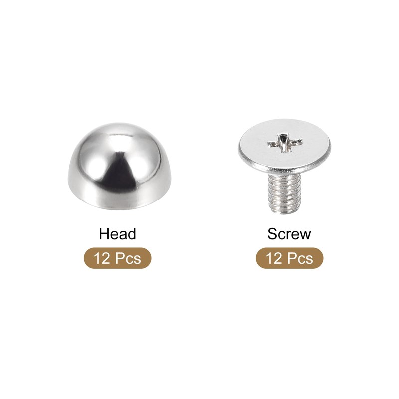 sourcing map Screw Back Rivets, 12 Sets 8x5mm Round Studs