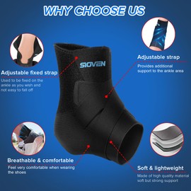 Sioven Ankle Support Brace for Sprained Ankle & Ligament Damage, Sports Protect, Plantar Fasciitis, Achilles tendonitis, Injury Recovery, Adjustable Ankle Brace Wrap Strap for Men and Women (M)