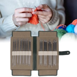 55 Pcs Double Pointed Knitting Needles Stainless Steel Sweater Needle Kit with Storage Bag, Multiple Sizes for Socks, Hats, Scarves, Gloves, Sweaters