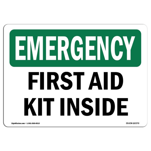 OSHA Emergency Sign - First Aid Kit Inside | Vinyl